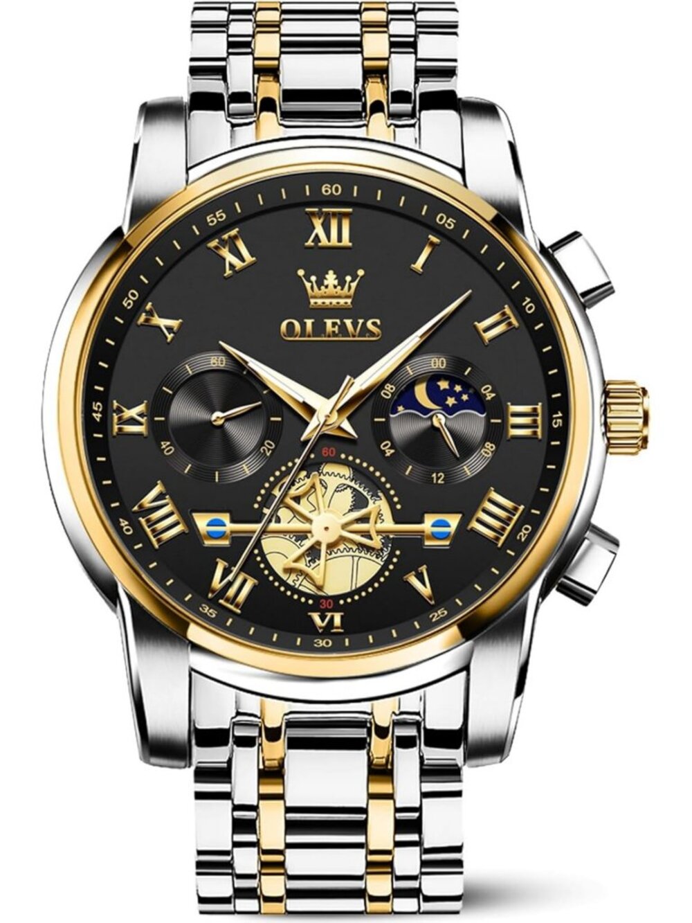 Luxury Waterproof Big Face Stainless Steel Multifunction Men's Watch - Stylish